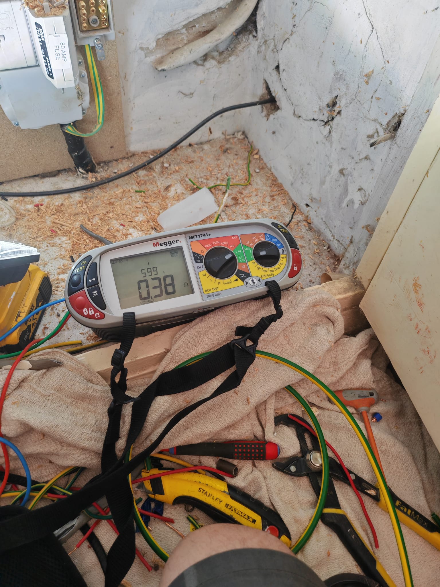 Megger MFT1741+ multifunction tester used to test and certify the installation