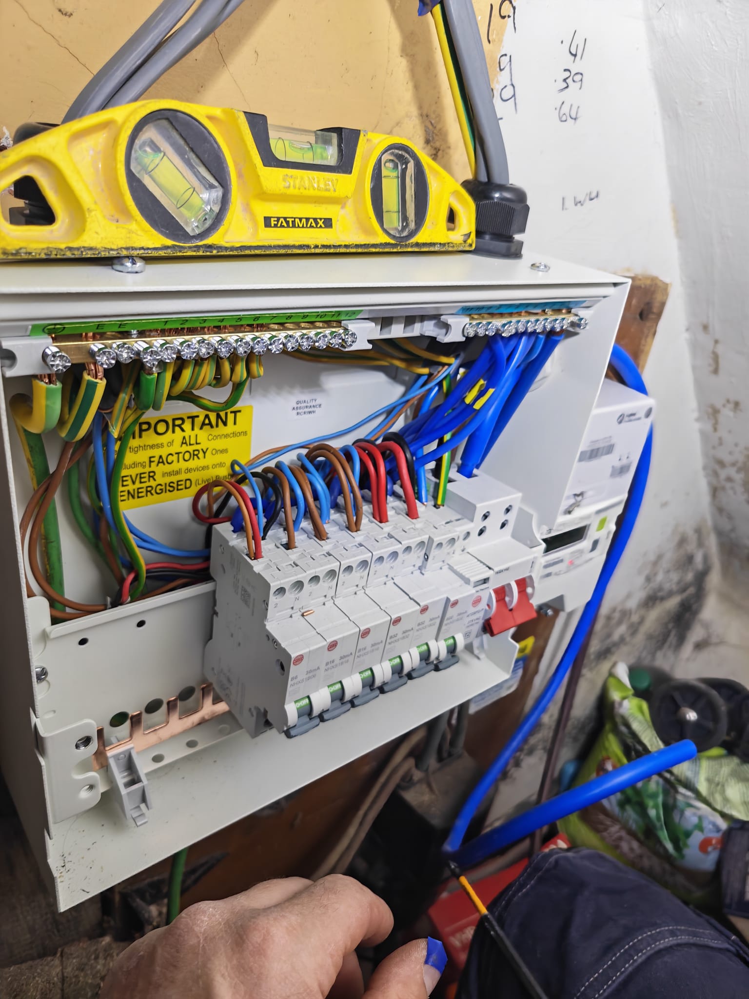 Consumer unit circuits wired in next to the electricity meter